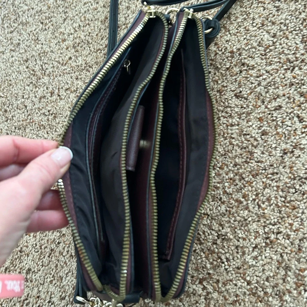Nine West Plum Crossbody Bag Purple Leather Tassel Adjustable Strap - Picture 9 of 13
